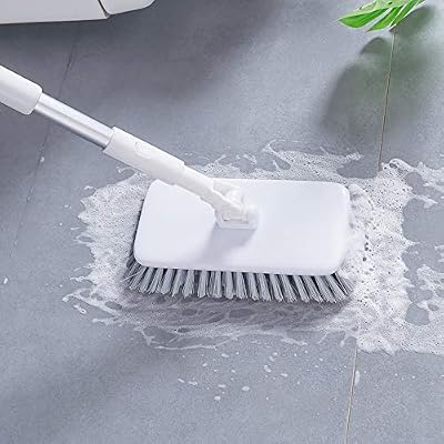 Snpurdiri Big Head Shower Floor Brush, Grout Brush with Long Handle - Extendable Telescopic Handle - Kitchen/Shower/Tub/Tile Scrub Brush