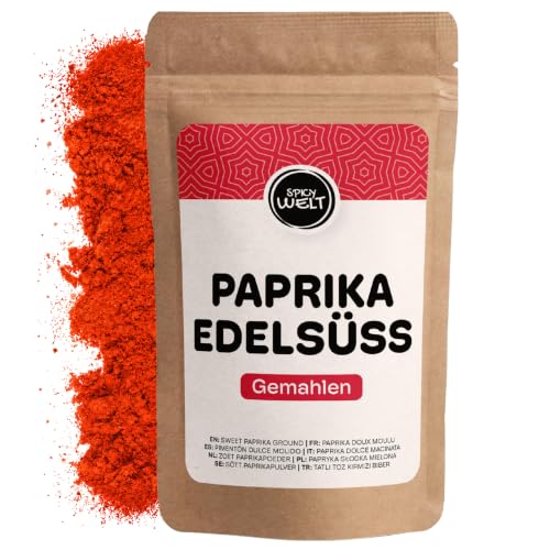 Spicy Welt Paprika Edelsüß Gemahlen (1kg) Süßes Paprikapulver für Ofengemüse Suppen & Marinaden | Feines Aroma Leuchtende Farbe & Vielseitig Würzend | 100% Naturrein Ohne Zusätze