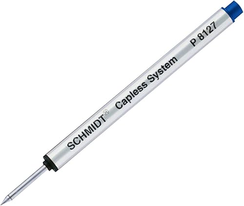 Miniatura 2 de Retro 1951 - Recambio de tinta sin tapa corta sin tapa, punta media, Schmidt P8127, P8127 azul corto, paquete de 6 repuestos Schmidt sin tapa, se