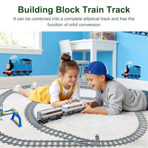 Building blocks rail, railway tracks consisting of crossings, straight tracks, curves, sloping tracks, gift for boys & girls (40P) - Image 2