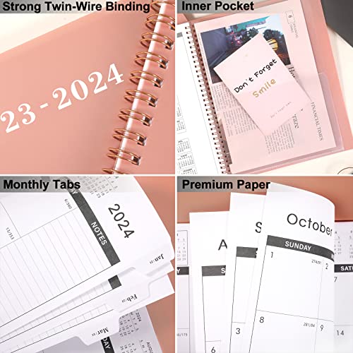 Monthly Planner 2023-2024 - 2023-2024 Monthly Planner, Jul. 2023 To Dec. 2024, 18-Month Planner , 9" X 11", Monthly Planner With Tabs & Pocket, Contacts And Passwords, Thick Paper, Twin-Wire Binding - Rosy Pink #TOP4
