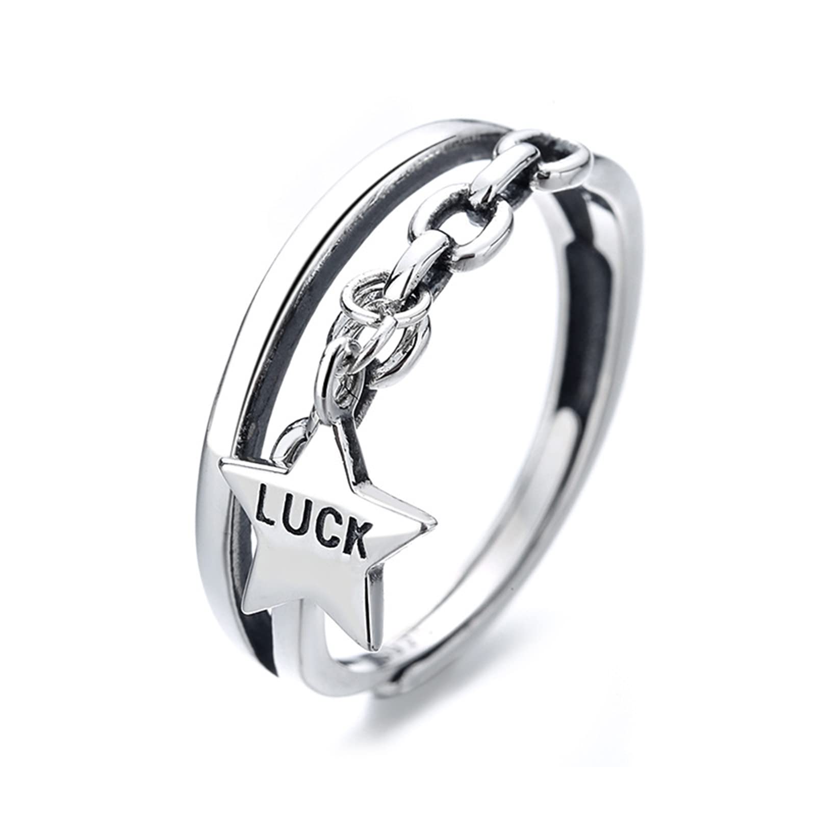 Bague Réglable Argent 925 Évite Erreur Taille Pentacle Vintage KnSam - 6