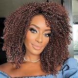 WIGER Kinky Curly Braiding Hair Marlybob Crochet Hair Bundle Ginger Jerry Curly Passion Twist Curly Boho Box Braid Braiding Hair Weave Synthetic Kinky Twist Hair for Bob Hairstyle (6 Packs, 10 Inch)