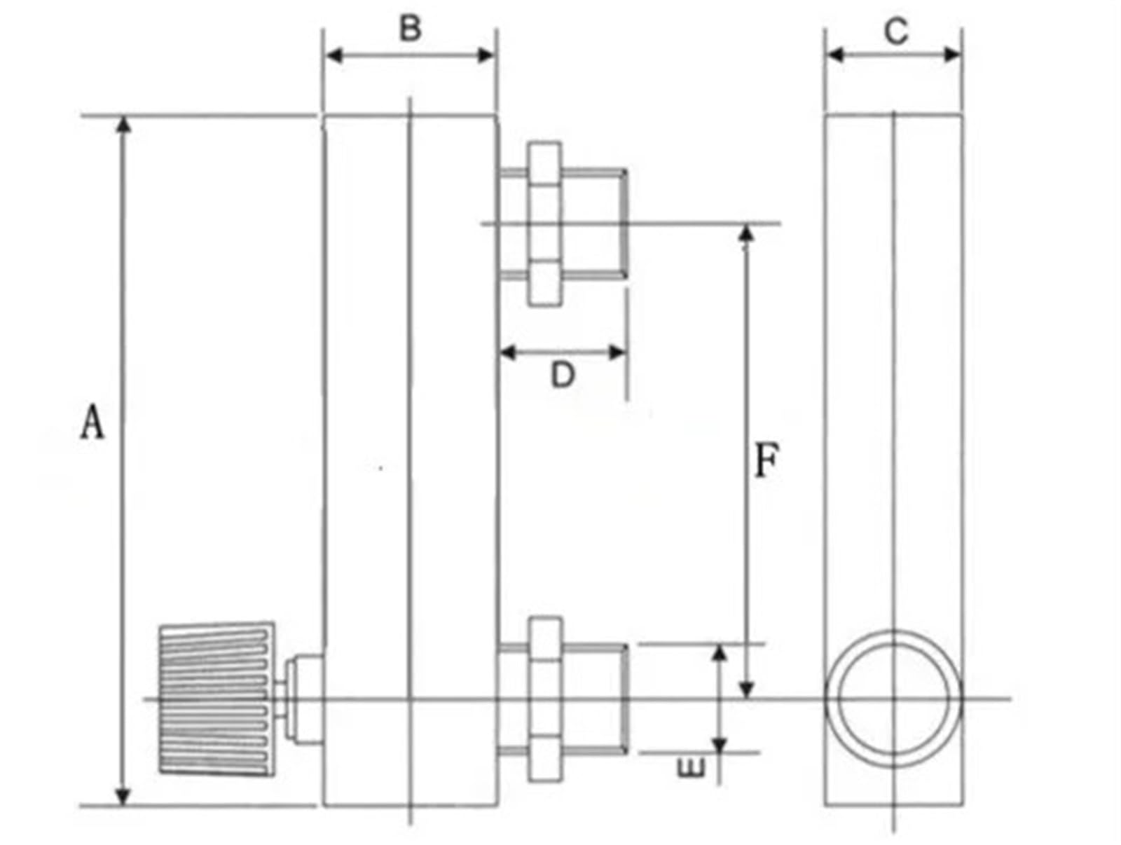 Caudalímetro acrílico con válvula ajustable, hembra G1/4 a macho M18 x 1,5, tipo panel, medición de precisión para control de flujo de fluido