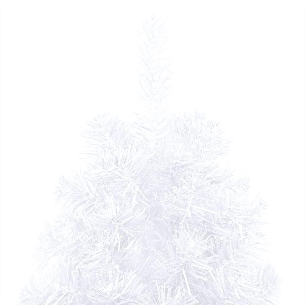 Semi albero di Natale artificiale, 240 cm, bianco, con 150 LED, 1050 punte, con sfere e punta, salvaspazio per parete, decorazione festiva