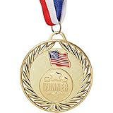 Juvale 6-Pack Bulk Olympic Style Gold Winner Award Medals with Ribbons for Sports, Competitions, Spelling Bees, Party Favors 2.7 Inches Diameter, 15 Inches Ribbon Length