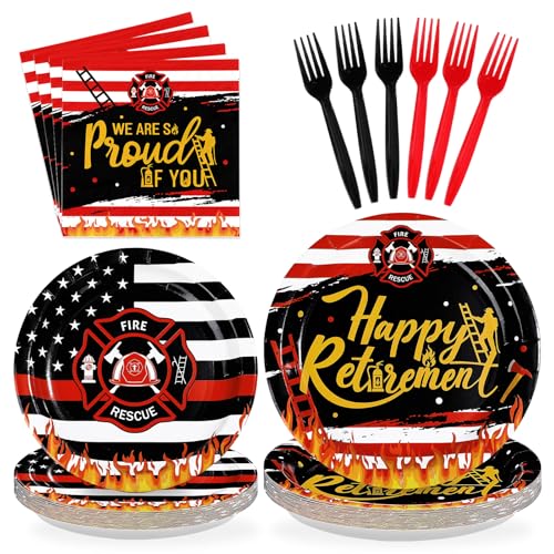 Greencian 96 Pcs Firefighter Retirement Party Supplies We Are So Proud of You Plates and Napkins...
