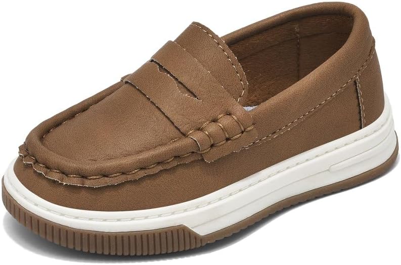 Cubufly Toddler Boys Loafers Penny Dress Shoes Slip-On Boat Shoes PU with Breathable Insole Moccasins Casual (Toddler/Little Kid)