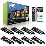 8 Pack 7 Inch 5W Retaining Wall Lights Outdoor, RGBCW LED Hardscape Lighting Color Changing, Low Voltage Landscape Lights 12V AC/DC, IP65 Waterproof Paver Lights Smart APP & Remote Control, FCC Listed