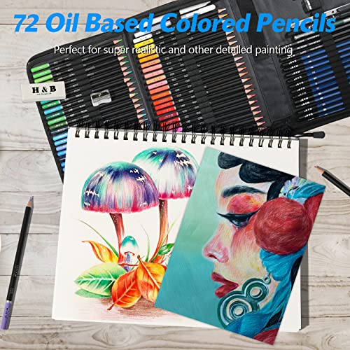 H & B 100 Pcs Art Supplies,Drawing Colored Pencils Kit,Art Set With Sketch Pad | Coloured Pencil Book |Coloring Book |Drawing Tutorial, Pro Drawing Kit Art Sets For Adults Artists Beginners Kids #TOP3