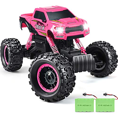 DOUBLE E Remote Control Car for Girls 1/12 Scale Monster Trucks Dual Motors Off Road RC Trucks, Girls Toys RC Crawler Vehicle Truck Toy, Birthday/Xmas Gift Ideas, Pink