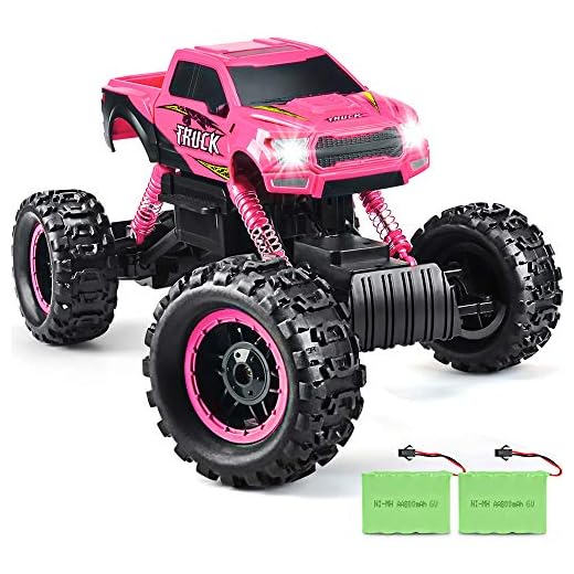 DOUBLE E RC Cars for Girls 1:12 Scale Remote Control Car with Rechargeable Battery and Dual Motors Off Road RC Monster Truck Gift for Girls Daughter Kids Age 6+