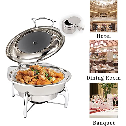 6L Chafer Chafing Dish Für Hochzeiten, Bankette, Partys, Sichtbares Buffetwärmer-Set Aus Edelstahl, Inkl. Essenspfanne, Wasserpfanne, Brennstoffhalter (Color : Silver) – Bild 8
