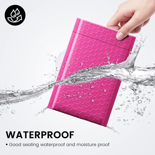 Image of Fuxury Bubble Mailers 4x8 inch 800 Pack Pink Bubble Mailers Usable Size 4x7 inch Small Padded Envelopes Waterproof Mailing Envelopes Bubble Padded