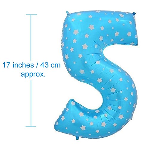 Image of AMFIN 17 inch 5 Number Foil Balloon, Birthday Decoration Items [Helium Supported] - Blue