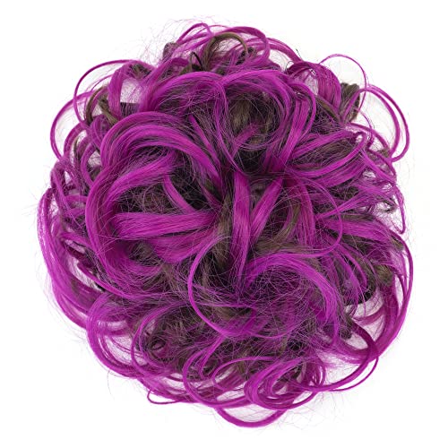 IMISSU Large Size Hairpiece Curly Messy Hair Bun Wrap Scrunchies Elastic Hair Band Donut Updo Chignon Hair Extension Piece for Women Girl (Brown Rose) - Image 3