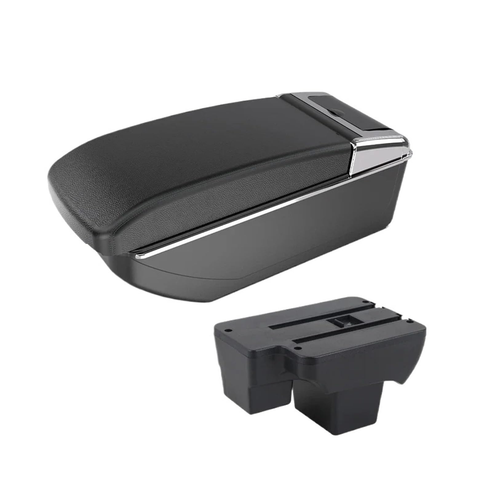 Ggwqoops Car Armrests For VW For Polo 2020-2024 Armrest Box Car Dedicated Retrofit Storage Parts Accessories Armrest Box(B2 Black line NO USB)