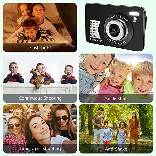 Digital Camera For Kids, 2.7K Digital Camera For Teens, Boys And Girls, 16X Digital Zoom Camera With 32Gb Sd Card And 2 Batteries (Black) #TOP4