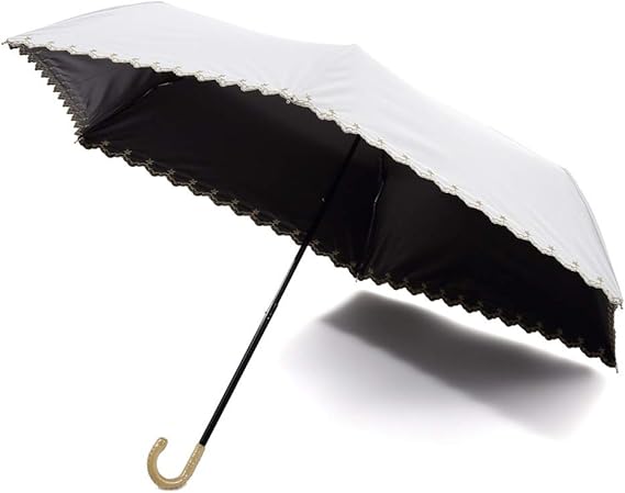 Amazon Co Jp Ok Basket New 折りたたみ 日傘 折りたたみ傘 完全遮光 超軽量 170g 遮熱 Uvカット 100 遮光 レディース 晴雨兼用 かわいい スカラップ カット ホワイト ホーム キッチン