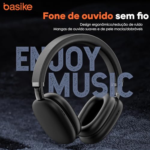 Basike Fones de Ouvido Sem Fio, Headphone Bluetooth on-ear com Microfone, ANC Cancelamento do Ruído,