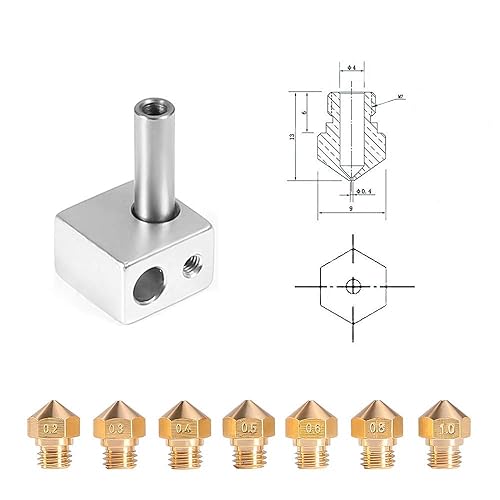Miniatura 10 de Kit de boquillas para impresora 3D M6 con agujas de limpieza, boquilla extrusora de latón V6 V5, cabezal de impresión de 0.069 in de filamento para