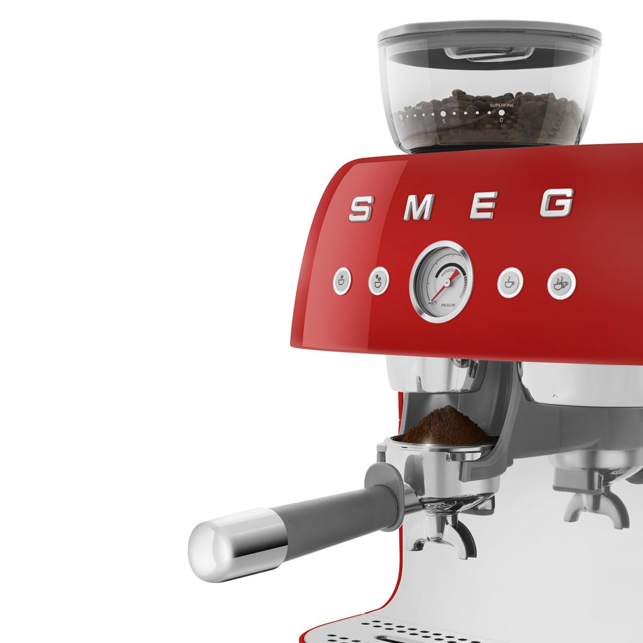 Smeg EGF03RDEU espresso coffee machine, bean-to-cup machine 50s Style, red