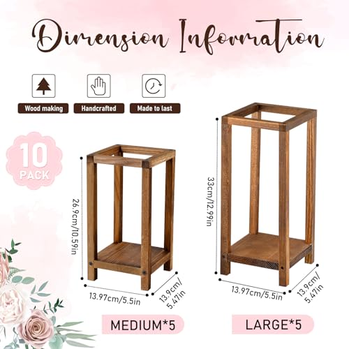 Geelin 10 Pcs Wooden Wedding Lantern Centerpiece Candle Lantern Table Wooden Candle Holder Decorative for Wedding Party Table Valentine Decor(10.59 in, 13 in,Brown) by Geelin - Image 2