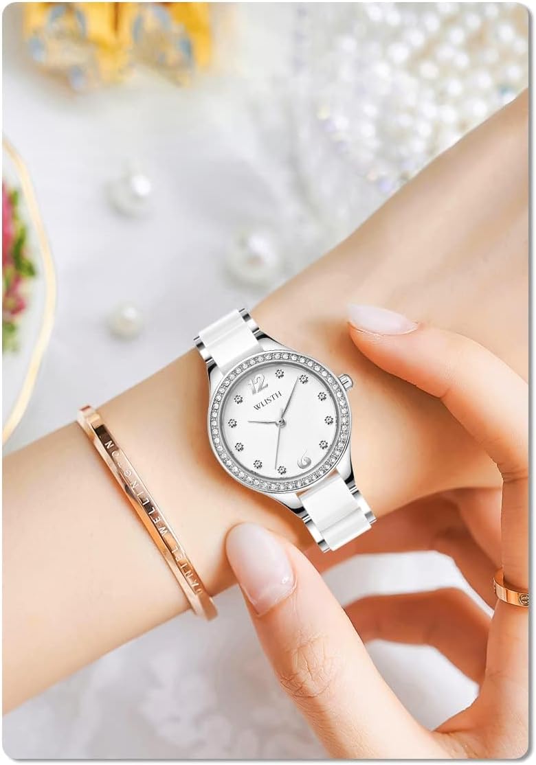 FANMIS Ladies Fashion Watches Luxury Rhinestone White Ceramic Watch Waterproof Watch Elegant Dress Watch - Image 6