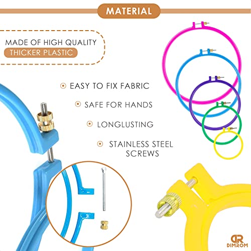 5 Pcs Embroidery Hoops For Quilting - Multicolor Cross Stitch Hoop 4.3 To 10.4 Inches Plastic Embroidery Kit Ring Set Cross Stitch Supplies - Cross Stitch Hoops - Women Cross Stitch Circle Frame Set #TOP2