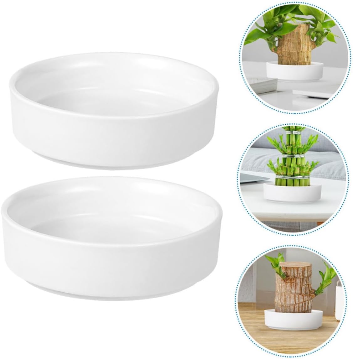 Kisangel 6pcs Heavy Duty Ceramic Plant Saucer Tray for Pots Drip Tray for Flower Pot Water Collection Base for Use