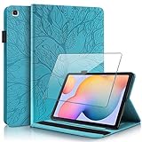 samsung galaxy s6 azul oscuro [Acceso completo al volumen y el agujero de carga] - Hemos abierto los orificios de carga y volumen,luego puede cargar o escuchar música sin quitar el tableta de la funda para Samsung Galaxy Tab S6 Lite.