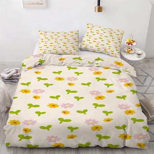 Housse de couette 240x260 tournesol microfibre avec 2 taies
