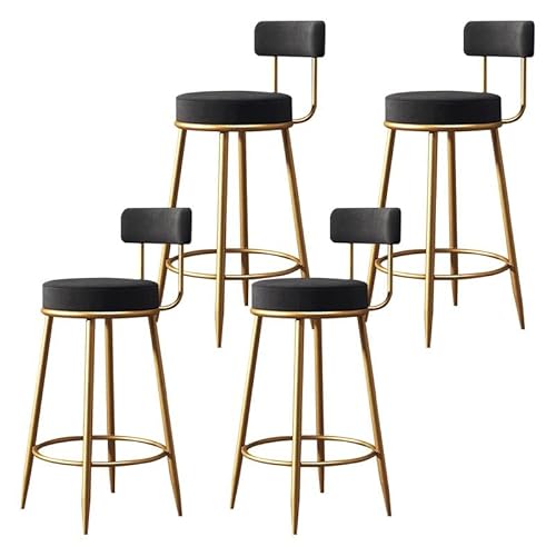 Craftthink Modern Bar Stools Counter Stool, Home Side Chair Gold Velvet Round Low Back Counter Stool With Iron Legs Dining Chairs For Bar Stool Indoor Home, Black 4 Pieces Counter Stool(30" H) #TOP1