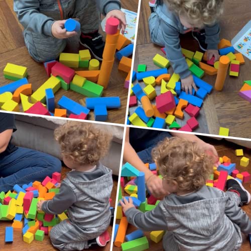 image for Pairez Toys Foam Building Blocks for Toddlers 1-3, 81 Pieces Soft Stac