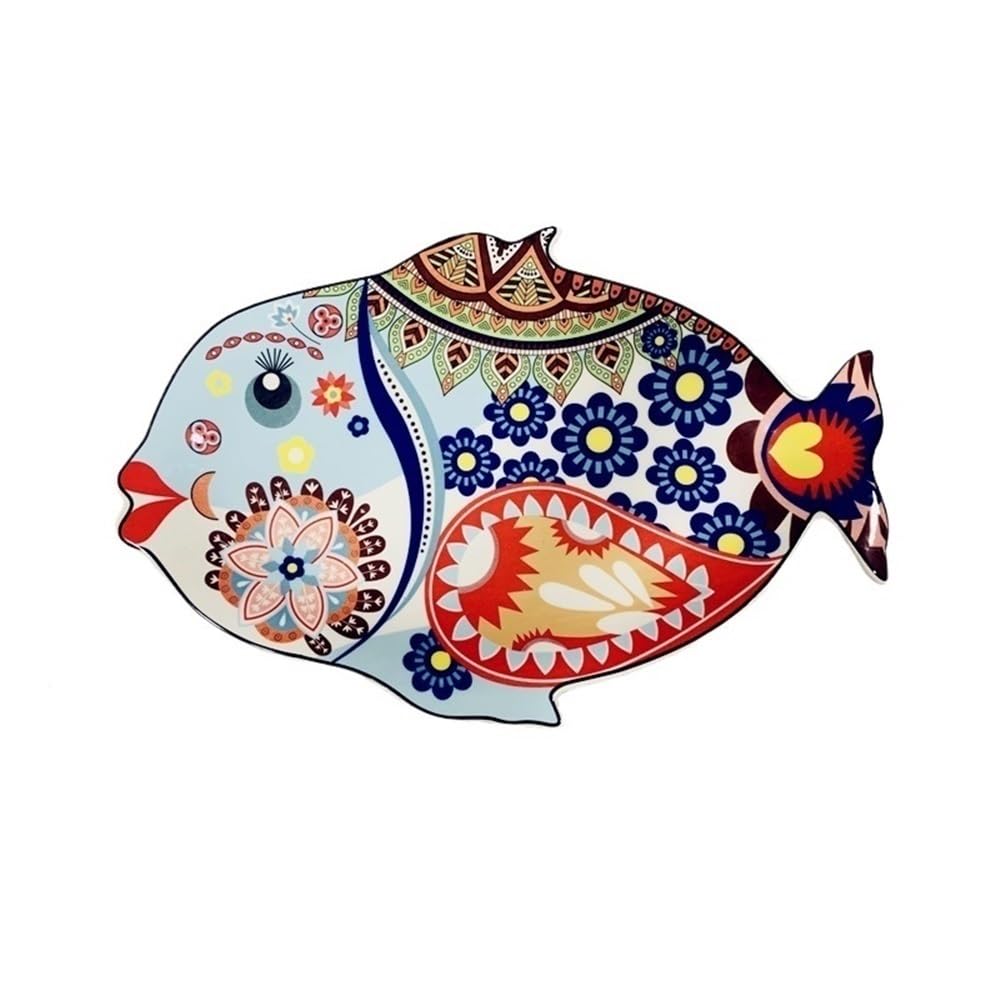 Plato De Pescado De Cerámica De Gran Capacidad Plato De Pescado Decorativo Plato De Ensalada De Pescado Al Vapor for El Hogar Plato De Cena De Mariscos Multifuncional Restaurante Accesorios De Cocina