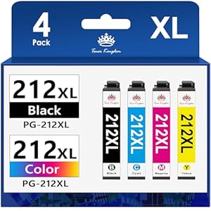 Toner Kingdom Cartuchos de tinta remanufacturados 212XL de repuesto para cartuchos de tinta Epson 212 para impresoras 212XL T212 T212XL para Expression Home XP-4100 XP-4105 Workforce WF-2830 WF-2850