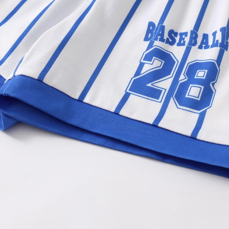 Boys 6 Piece Baseball Jersey Set Kid's Striped Printed Short Sleeve Pullover Tee and Athletic Shorts Outfits 3-14Y - Image 6