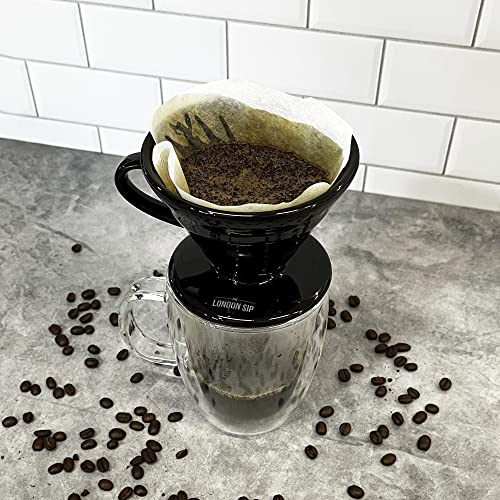 Image of The London Sip Ceramic Coffee Dripper Pour Over Ceramic Coffee Maker, Coffee Slow Brewing Accessories for Home, 1-4 Cup, Black