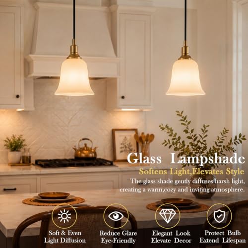 Image of Teenyyou 2 Pcs White Frosted Bell Shaped Glass Lamp Shade Replacement | Globe Ceiling Fan Light Cover with 1-5 /8'' (42mm) Fitter for Chandelier Wall Sconce Pendant Light Bathroom Vanity Fixture