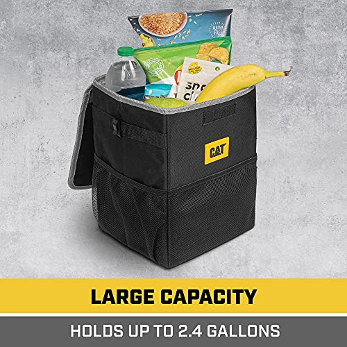 Cat® Premium Car Trash Can With Lid Storage Pockets Waterproof Garbage For Auto Multipurpose Storage Organizer Bin - 100% Leak-Proof, Black #TOP6