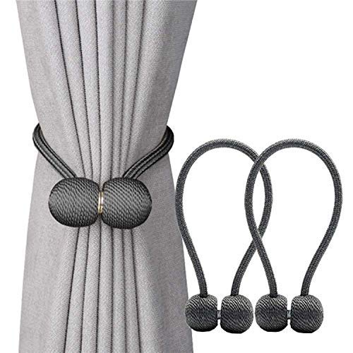 Image of Home Cloud Magnetic Curtain Tiebacks Curtain Drape Holdbacks Clips Rope Holder Buckles for Home Bedroom Office (1 Pair 2pcs, Dark Grey)