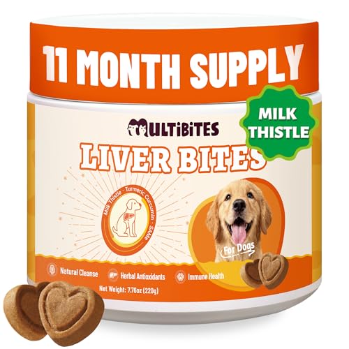 MULTIBITES Liver Support for Dogs Milk Thistle (with Natural Silymarin) Same Turmeric (with Curcumin) for Liver Health Antioxidant Immune & Digestive Support & Gut Health - 330 Chews
