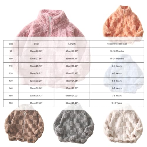 Girls Fleece Jacket Winter Stand-Up Collar Zip Up Warm Plush Coat Cute Casual Windproof Outwear with Pockets 20253