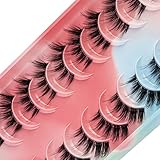 nerzwimpern berlin  Halbe Falsche Wimpern 10 Paare Falsche Wimpern Russian Strip Lashes D/DD Curl Flauschige Nerzwimpern Natural Eye Lashes Pack Wiederverwendbar Falsche Wimpern¡­