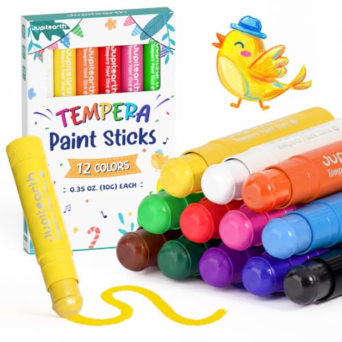 JUPITEARTH Paint Sticks for Kids 12 Colors, Fast-Drying, Smooth