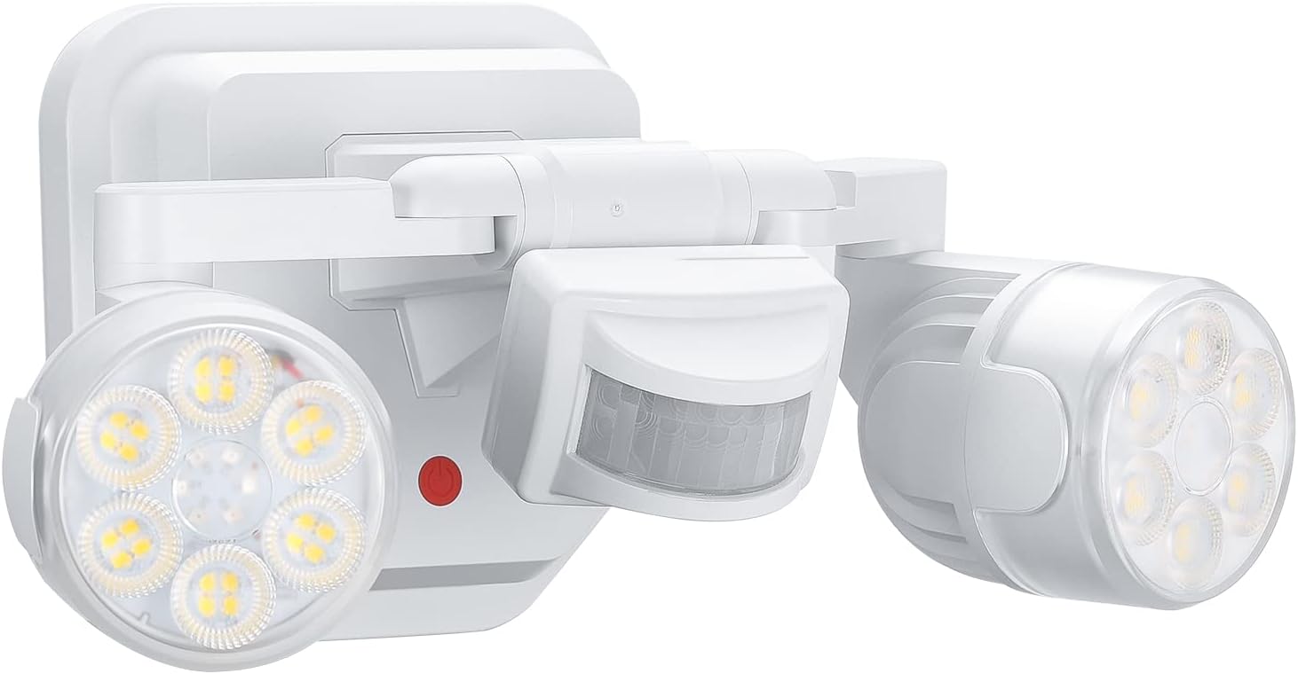 Motion Sensor Outdoor Lights, 450° Superwide Adjustment Dimmable Dusk to Dawn Flood Lights Outdoor, 5000K/12W (150W Equiv) Outside LED Security Lights IP65, White (Hardwired)