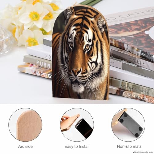 Sujetalibros de madera resistente antideslizante de tigre de Bengala 5