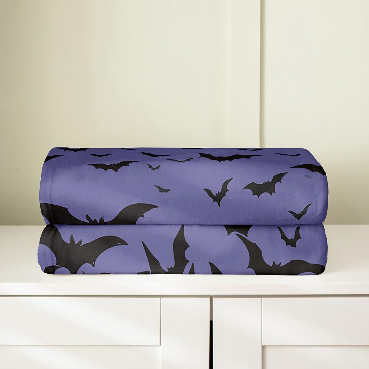 Feelyou Happy Halloween Fuzzy Blanket Kids Bats Animal Print Flannel Fleece Throw Blanket Horror Theme All Season Bed Blanket for Bed Sofa Couch Room Decor Witchcraft Plush Blanket Queen 90"x90"