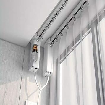 Smart Curtains System Electric Curtain Track with Automated Rail Electric Remote Controlled Drapery System Smart Home Curtain Rod Remote Control Curtain19.6FT