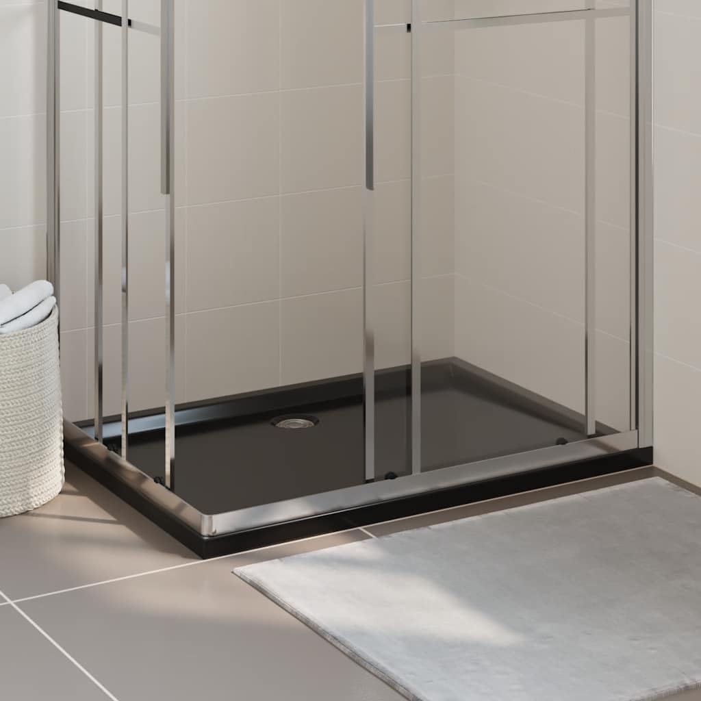 vidaXL Plato de Ducha Rectangular Placa Receptor Cuarto de Baño Aseo Inodoro Resistente a Arañazos Manchas Antideslizante Negro ABS 80x110 cm